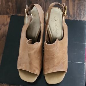 Tan Leather Slingback Sandals